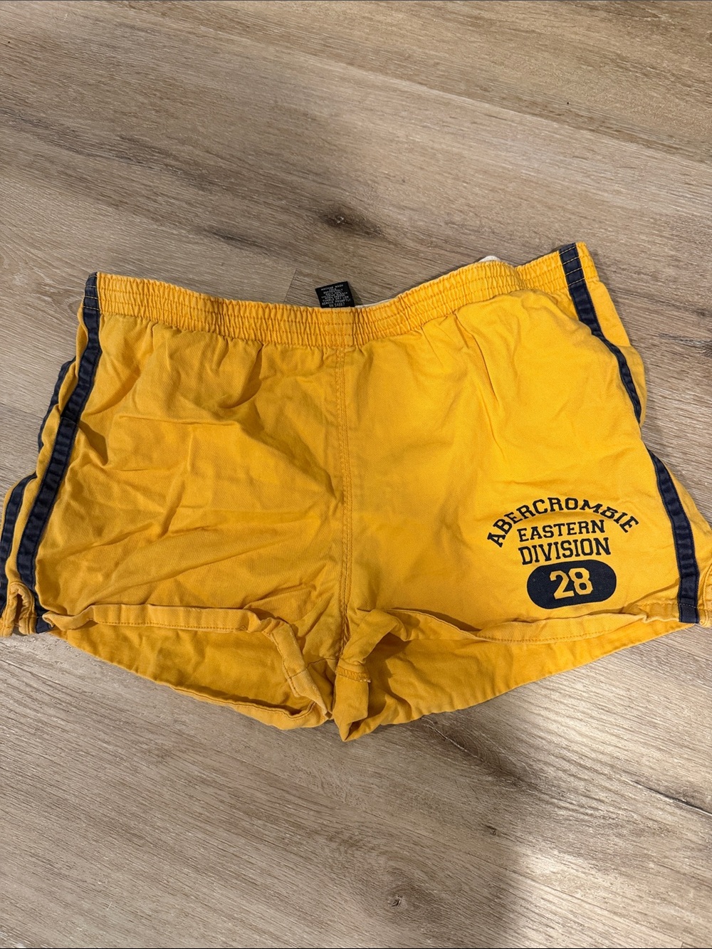 Abercrombie & Fitch Yellow Athletic Shorts with Navy Trim